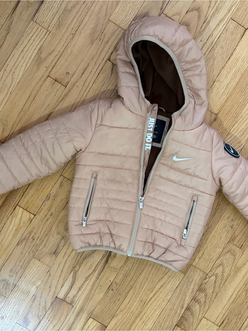 Nike Kids' Pink Hooded Puffer Jacket